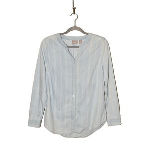 CHICO'S $65 Awning‎ Striped Roll-Tab Sleeve Button Down Chico's 0 / US Small